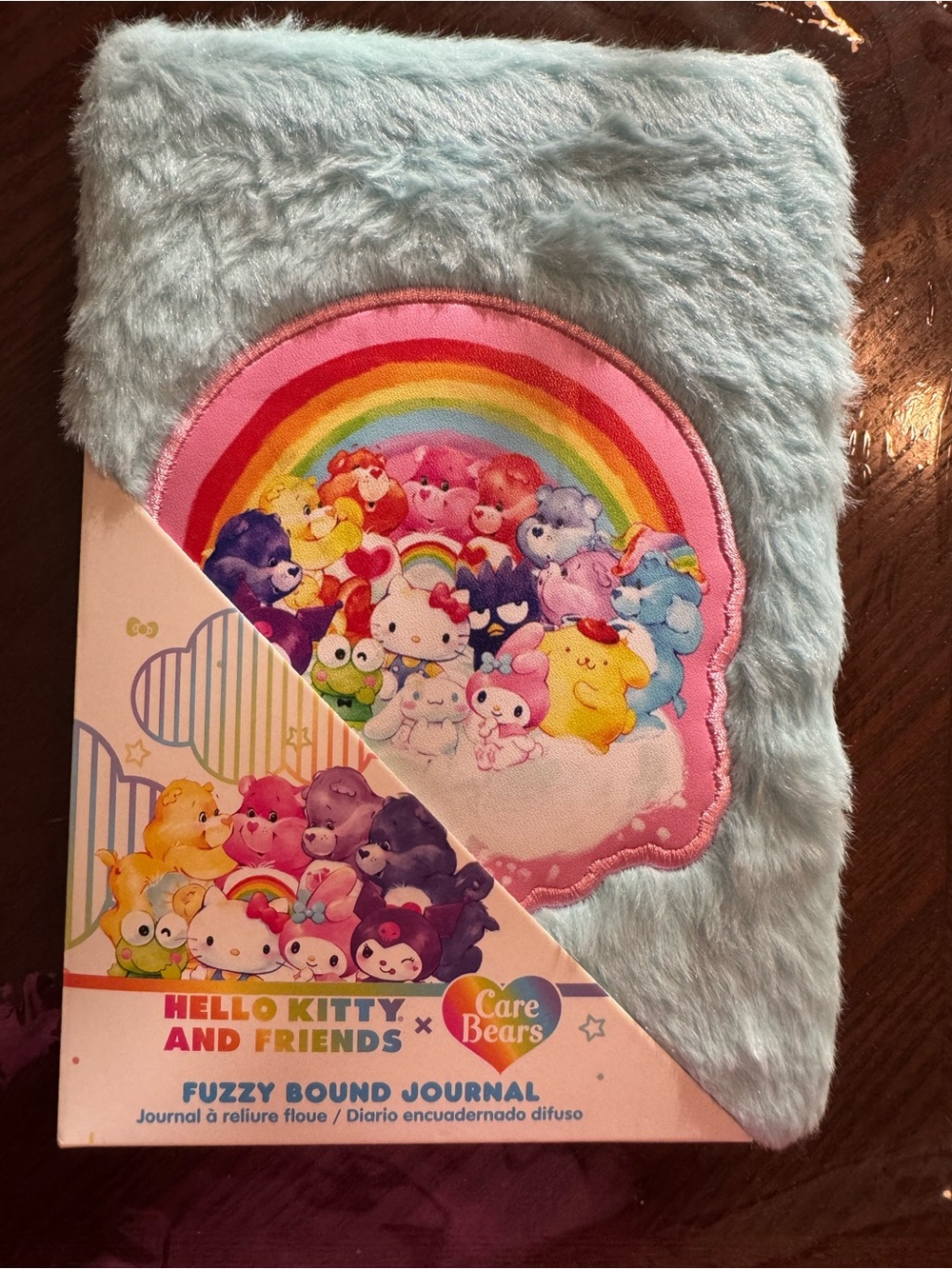 Sanrio Blue Fuzzy Hello Kitty & Care Bears Rainbow Journal